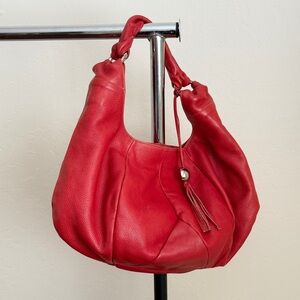 Furla Red Genuine Leather Hobo Shoulder Bag